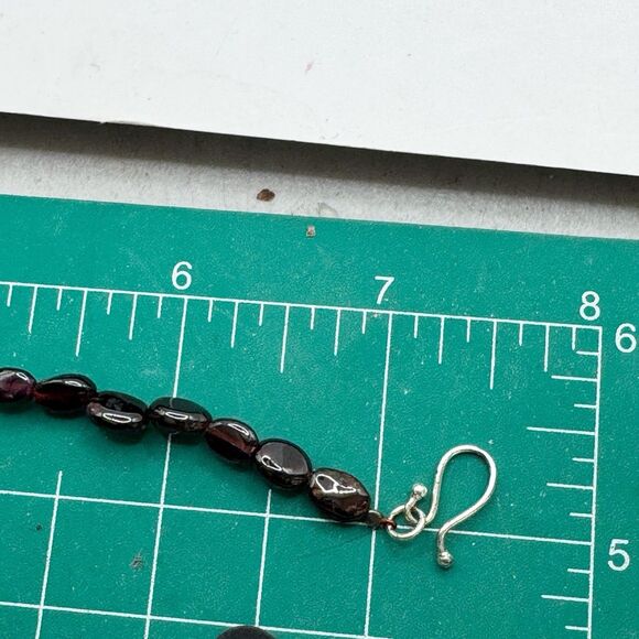 Garnet Beaded Bracelet Briolette Dangle Sterling Silver Clasp 7 1/2” Gem Stones - Picture 14 of 15